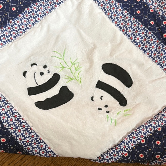 Panda Quilt with Blue and White Pattern - very soft